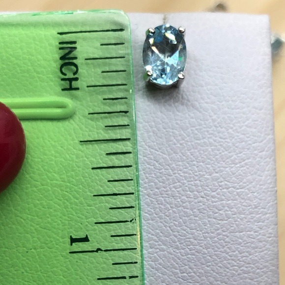 Blue Topaz Stud Earrings - Picture 7 of 8